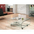 12mm Hot-Bending Glass Tea Table with Sliding Wheel -CB075A
